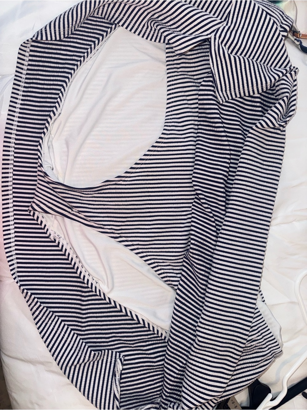 Cacique Navy & White Striped Tankini with skort  44D top / 22 bottom - Picture 7 of 10